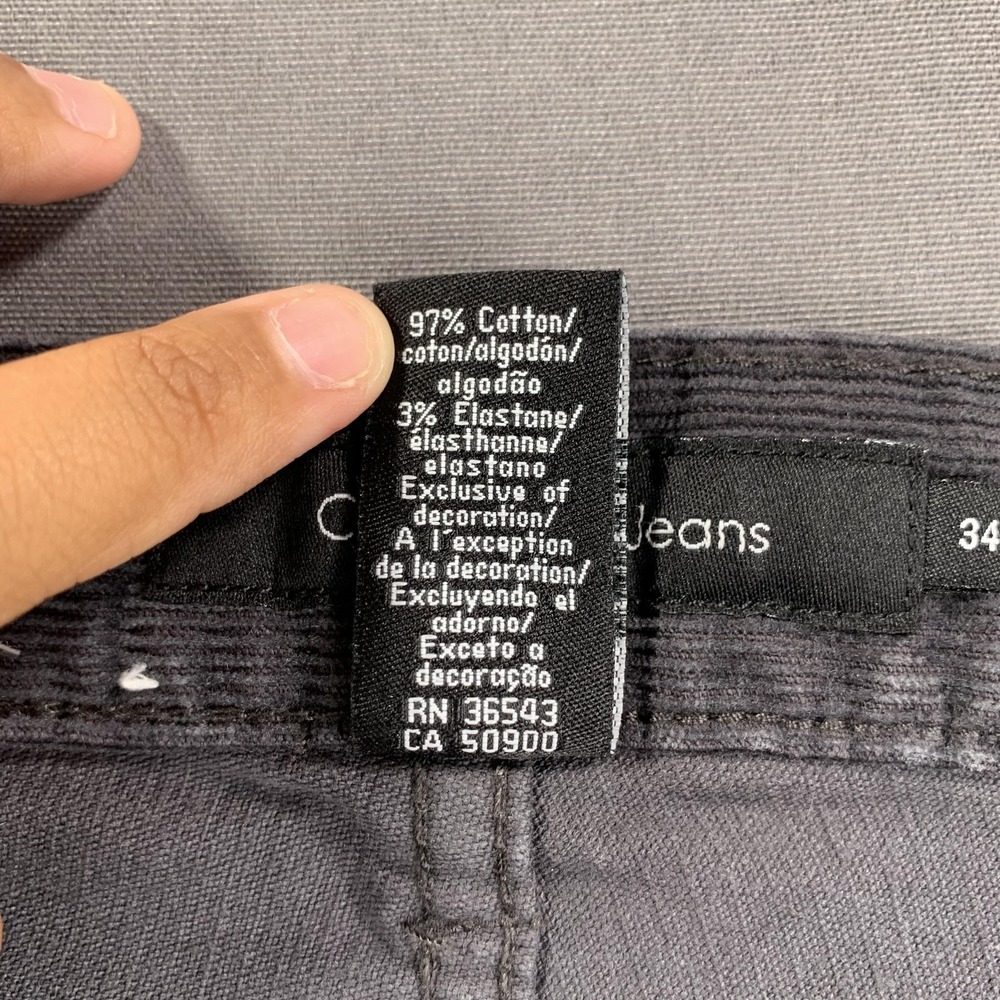 Calvin Klein Jeans Pants Men (36) 34x30 Gray Corduroy 5-Pocket Straight Stretch - Picture 10 of 16